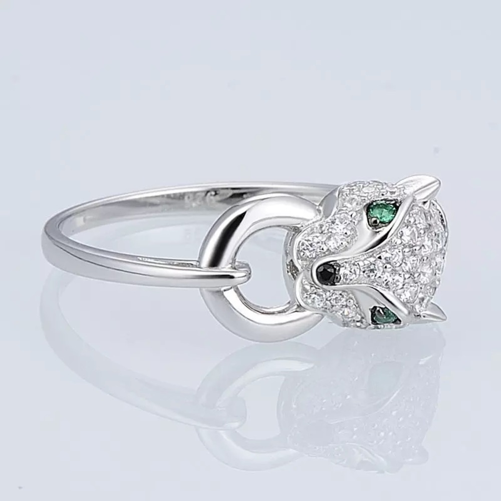 New Unisex 925 Silver Leopard Diamond Ring - Picture 6 of 6